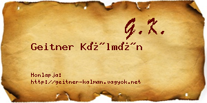 Geitner Kálmán névjegykártya